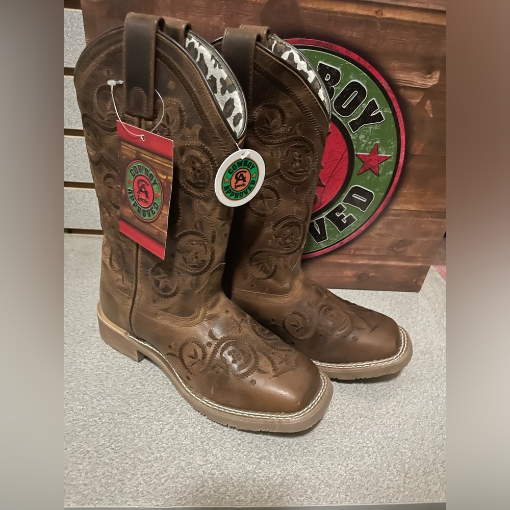 Laredo Ladies Dizzie Brown Square Toe Boots‎ 5863 Western Cowgirl Riding NIB